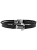 Adeliás Edelstahl Armband Lederarmband in schwarz