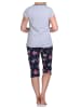NORMANN kurzarm Capri Schlafanzug Schmetterling - 78855 in grau