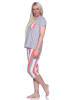 NORMANN Pyjama Schlafanzug T-Shirt Capri Hose und Design in grau