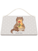 Mr. & Mrs. Panda Deko Schild Otter Blumenstrauß ohne Spruch in Grau Pastell