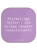 Mr. & Mrs. Panda Drink Coaster Spruch Freiwilliger Held mit Spruch in Lavendeltraum