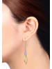 Elli Ohrringe 925 Sterling Silber Boho, Feder, Kugel in Gold