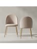 KADIMA DESIGN Design Esszimmerstuhl 2er Set Samt Gepolstert, Küchenstuhl in Beige