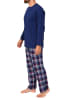 NORMANN Schlafanzug lang Pyjama FlanellHose Karo - 88231 in navy1