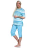 NORMANN Capri Schlafanzug kurzarm Pyjama in blau