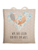 Mr. & Mrs. Panda mehrzwecktasche Mäuse Herz mit Spruch in Grau Pastell