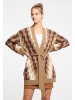 VIRITA Women Offener Strickcardigan in Braun Mehrfarbig