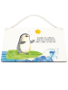 Mr. & Mrs. Panda Deko Schild Pinguin Surfer mit Spruch in Weiß