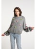 myMo Damen Strickpullover in Grau Mehrfarbig