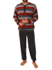 NORMANN Frottee Schlafanzug Bündchen Blockstreifen - 81352 in rot