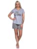 NORMANN Shorty Schlafanzug kurzarm Eulen und Punkten - 80044 in grau