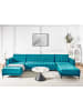 Beliani 3-tlg Schlafsofa ABERDEEN in Blau/Schwarz