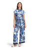 BETTY & CO Hemdbluse mit Print in Weiß/Dunkelblau