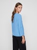 Vila Crepe Struktur Design Bluse V-Ausschnitt Top 3/4 Arm in Blau-4