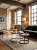 KADIMA DESIGN Couchtisch 2er Set Massivholz/Metall Wohnzimmertisch Industrial Rund in Akazie