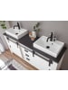 Furn.Design Badmöbel-Set weiß Pinie, anthrazit, Doppelwaschtisch mit Waschbecken und LED