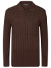 Felix Hardy Grobstrick Zopfmuster Langarm Polo Pullover in braun