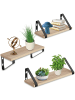tectake 3er Set Wandregal Cowell Höhe 12 cm, Industrial Holz hell, Eiche Sonoma