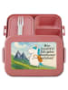 Mr. & Mrs. Panda Bento Box Einhorn Bergsteiger Design mit Spruch in Rot Pastell