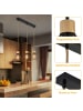 ZMH Pendelleuchte in Schwarz 3-flammige E27 Vintage Metall Hanfseil von Holz