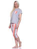 NORMANN Pyjama Schlafanzug T-Shirt Capri Hose und Design - 79887 in grau