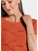 GOLDNER Kurzgröße:  Strickpullover Kurzarm Baumwoll-Strickshirt in orange