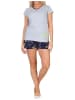 NORMANN Kurzarm Schlafanzug Pyjama Shorty Schmetterling Motiv - 85286 in grau