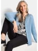 GOLDNER Kurzgröße:  Strickjacke Cardigan aus Baumwolle, Rundhals in hellblau