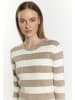 DreiMaster Damen Strickpullover in Grau Beige Wollweiss