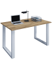 VCM  Schreibtisch Bürotisch Computertisch 110x80 Lona U in Silber / Honig-Eiche