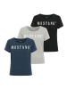Mustang T-Shirt 3er Pack in Schwarz/Grau/Dunkelblau