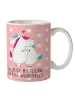 Mr. & Mrs. Panda Keramiktasse Einhorn Mitteilung mit Spruch in Rot Pastell