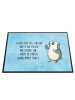 Mr. & Mrs. Panda Tischschutzmatte Pinguin Duschen mit Spruch in Eisblau