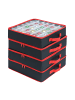 relaxdays 4 x Weihnachtskugel-Aufbewahrungsbox in Schwarz/ Rot - (B)33 x (H)9 x (T)33 cm