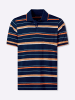 WITT WEIDEN Kurzarm-Poloshirt in dunkelblau-papaya-gestreift