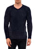 Rusty Neal Grobstrick Slim Fit V-Neck-Pullover in Marine