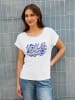 WITT WEIDEN Kurzarmshirt in weiß-royalblau-bedruckt