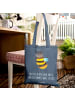 Mr. & Mrs. Panda Schultertasche Hummel flauschig mit Spruch in Indigo Blue