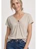 Street One Silk-Look Shirt mit V-Neck und Deko-Detail in Clay Sand