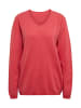 GOLDNER Kurzgröße:  Basicpullover mit V-Ausschnitt in koralle