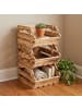 relaxdays 3 x Stapelkiste "geflammt" in Natur - (B)27,5 x (H)20 x (T)38 cm