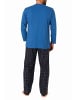 NORMANN Schlafanzug lang Pyjama Set Flanell Hose - 70929 in blau