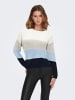JACQUELINE de YONG Gestreifter Feinstrick Pullover Langarm Sweater JDYNEWELANOR in Blau