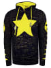 Grobstrick Comic Kapuzen-Pullover in Schwarz / Gelb