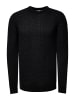 Grobstrick mit Muster Rundhals-Pullover in Schwarz