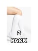 Damen 2er Kniestrümpfe Lycra-Kniesocken mit 60 DEN Onesize in Weiß