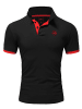 Basic Kontrast Polo Shirt MEMPHIS in Schwarz/Rot