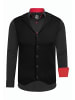 Hemd mit Weste in Schwarz / Rot