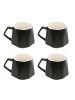 Kaffee Tee Tasse in Feinschliff Optik 350 ml Becher mit Henkel in 4x Schwarz