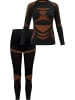 Damen Sport-Funktionsunterwäsche Set Hemd + Hose in Schwarz/Orange